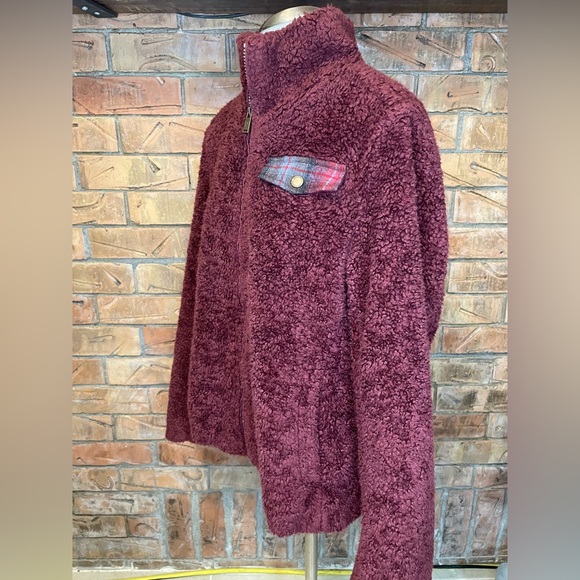Pendleton Woolen Mills Fuzzy Zip Jacket Maroon M - Picture 8 of 14